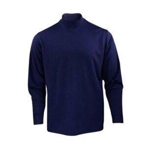 Donald Ross Men's Shirt Jersey Mock Neck Navy Blue Long Sleeve Golf Active Large